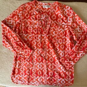 Michael Kors Vibrant Orange and White Top